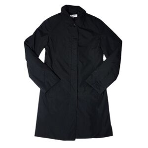 Cintas Vintage Insulated Trench‎ Coat Women Size 10TL Black Full Zip Button Down